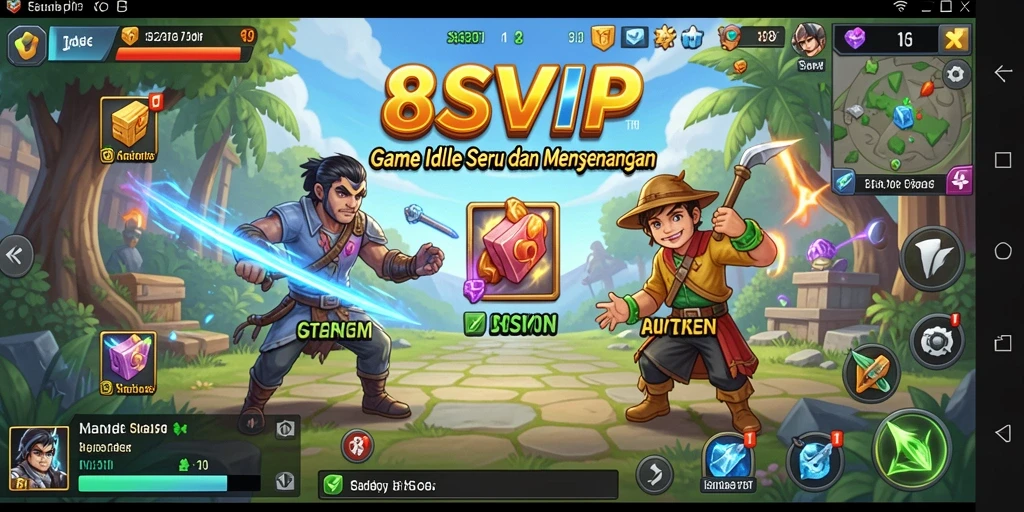 Screenshot gameplay 8SVIP menampilkan aksi santai dan strategi pengelolaan karakter.