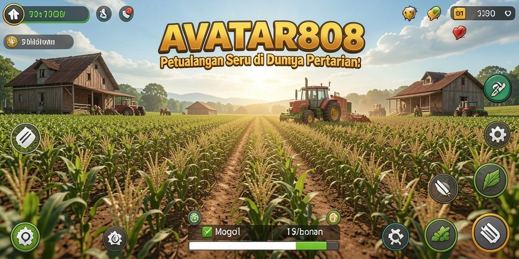 Tampilan menarik dari gameplay AVATAR808 yang menggambarkan aktivitas bertani.