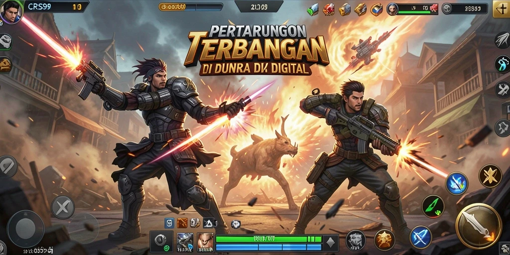 Tampilan gameplay pertarungan yang intens dan mendebarkan di CRS99.