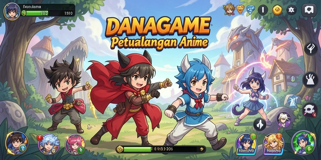 Tampilan seru dari gameplay <strong>DANAGAME</strong> dengan karakter Anime beraksi.