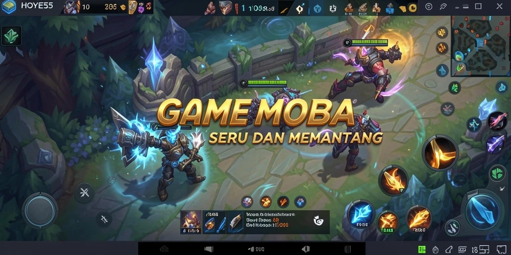 Tampilan gameplay seru dalam arena MOBA yang menantang.