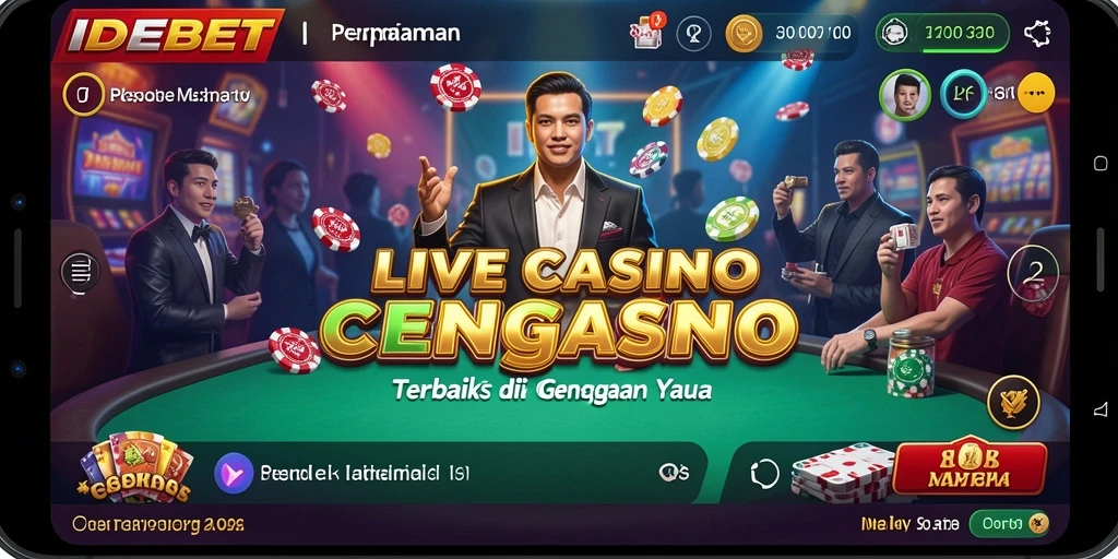Screenshot utama IDEBET menampilkan dealer langsung dan gameplay kasino yang menarik.